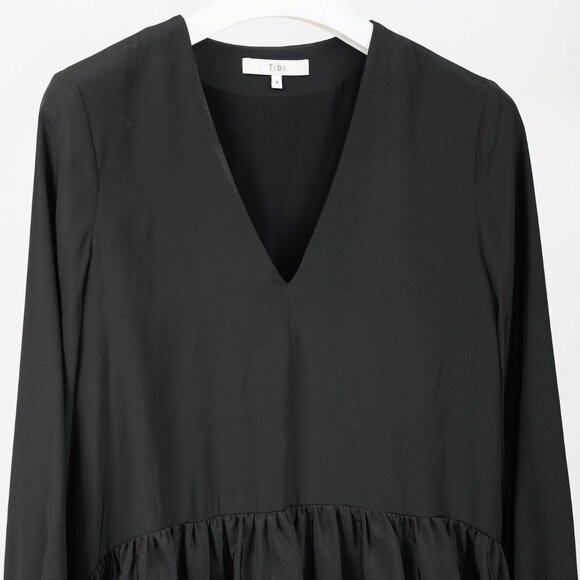 Tibi Black Silk CDC Peplum Top - Picture 4 of 10